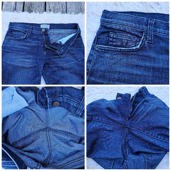 Raw Hem Jeans Current Elliott Size 29 Dark Stretch Denim Crop Ankle Skinny Jean - Picture 6 of 10